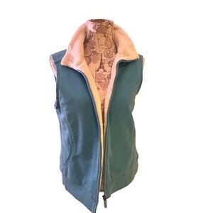 NWOT LLBean Teal Fleece Lined Zip Up Vest Women's Size Medium